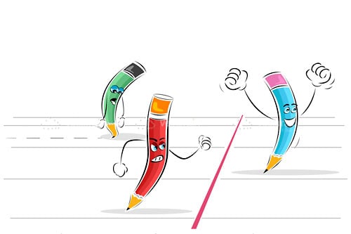 Cartoon Pencils Running Race